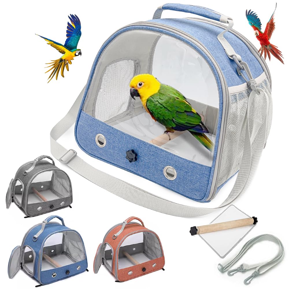 JKOOK Птица Птица Плечо Попугай Птица Переноска Птица Ходьба Идущая Птица Идущая С Складной для Легкого Прозрачный и Дышащий Съемный Идеально для синий