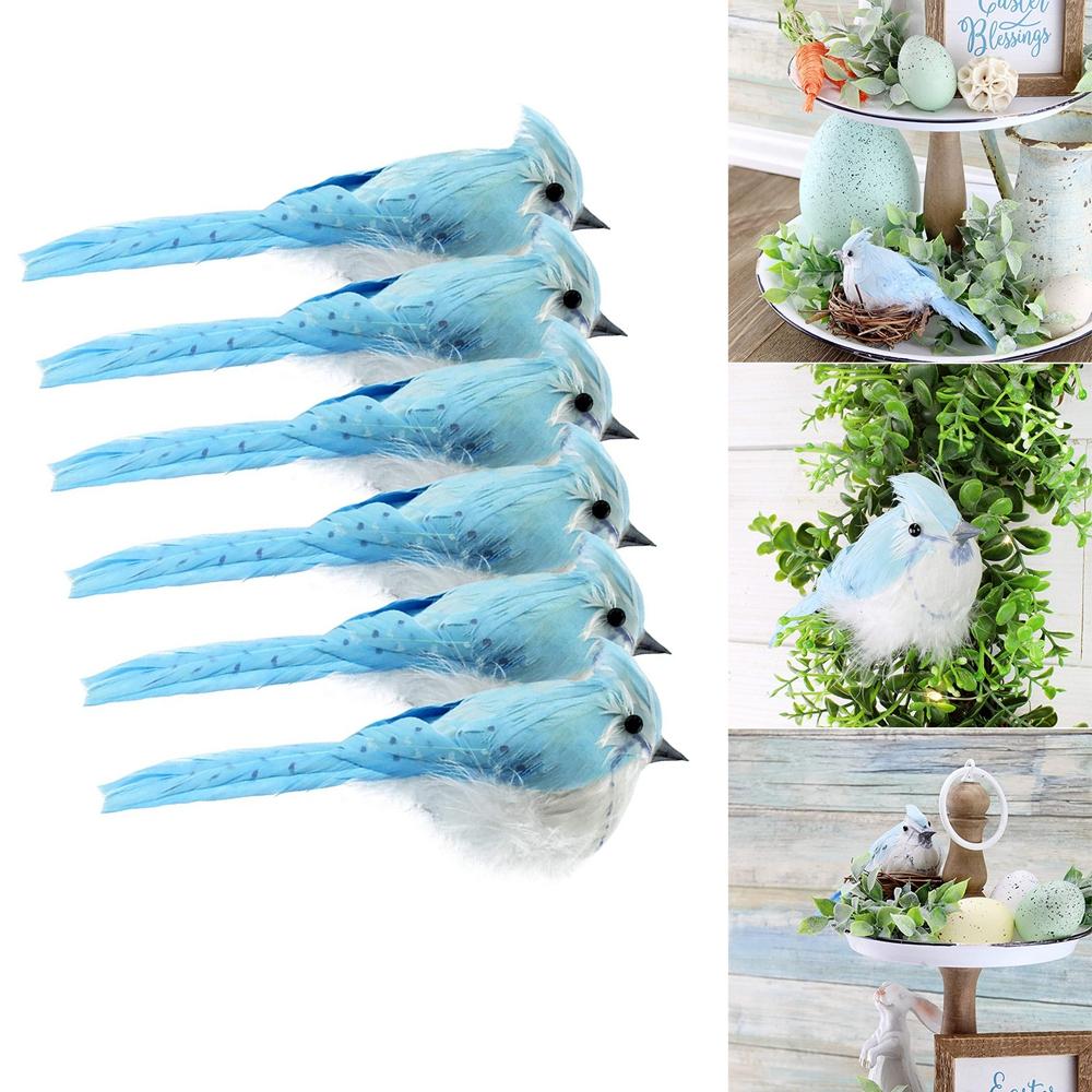 Птица Орнамент Синяя и Белая Птица Искусственная Птица Рождественская Елка Украшения Украшения Сада
