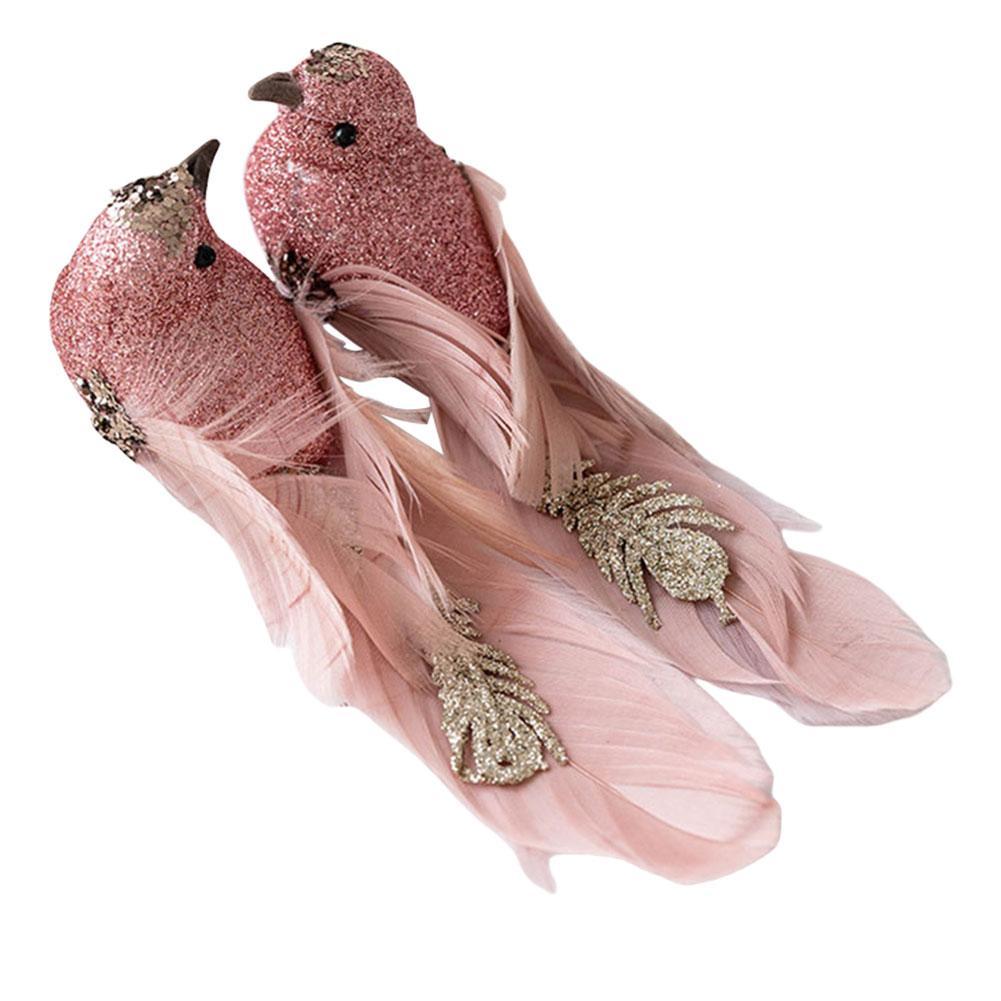 Пенопластовая перьевая птица искусственная птица поддельная птица украшение на рождественскую елку (розовый)